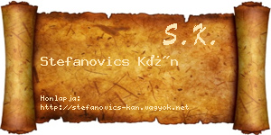 Stefanovics Kán névjegykártya